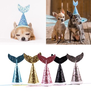 Pet Party Costume Hats Dog Cat Birthday Headwear Beautiful Mermaid Shape Hats