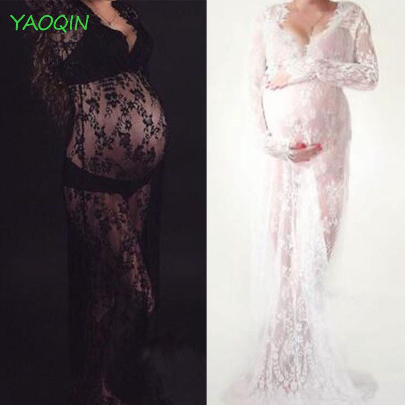 Maternity Photography Props Maxi Maternity Gown Lace Dress Plus Fancy Shooting Summer