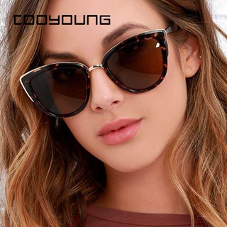 COOYOUNG Cateye Sunglasses Women Luxury Brand Designer Vintage Gradient Glasses Retro Cat eye Sun