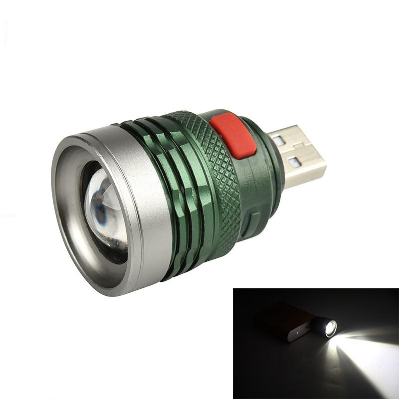 120Lumens 3Modes USB Zoomable USB Light LED Flashlight Head