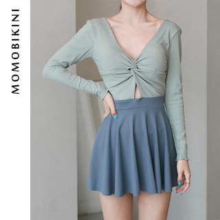 ✇Mochuxian new sexy one-piece skirt long-sleeved vacation swimsuit, ladies conservative students, t