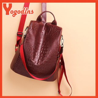 Yogodlns Fashion Anti-theft Backpack Large Capacity Shoulder Bag Women PU Leather Packbag