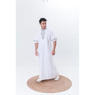 Jubah Men Gamis Men Change Embroidery Short Sleeve Pd02 Al Faan