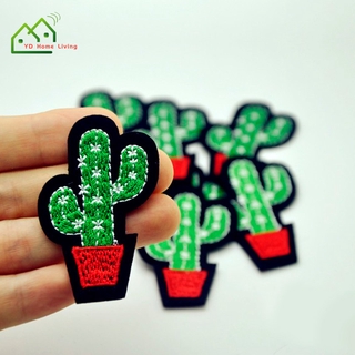 [YD]3 PCS Cactus Plant Clothes Embroidered Iron on Patches for Clothing DIY Stripes Motif Appliques parches bordados