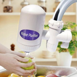 Home Kitchen Tap Water Purifier Faucet Filter With Filter Element Transparent White Plastic