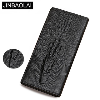[boutique]JINBAOLAI Genuine Cow Leather Long Men Wallet Europe Zipper Pocket Card Holde Male Purse C