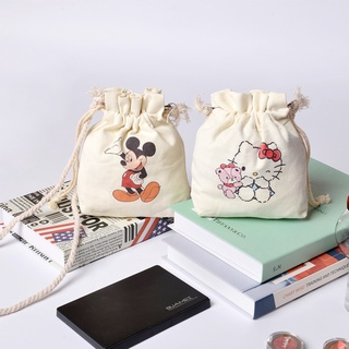 2022 new Mickey canvas bag female student Hello Kitty messenger bag Korean versatile minority super fire ins shoulder bag (6)