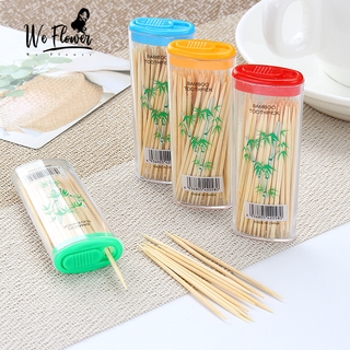 We Flower 80PCs Bamboo Toothpick with Dispenser Container Box