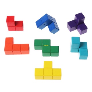 youn Magic Cube Multi-color 3D Wooden Puzzle Educational Brain Teaser Game