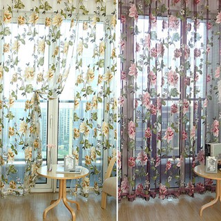 Elegant Floral Tulle Voile Window Curtain Panel Drape Scarf (3)