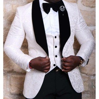 New Style Groomsmen Shawl Lapel Groom Tuxedos Red/White/Black Men Suits Wedding Best Man Blazer