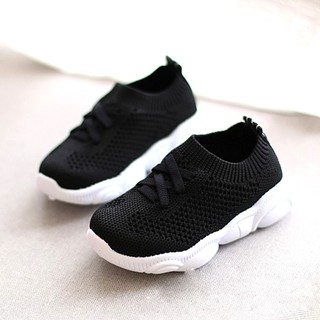 Spring and Autumn Children's mesh sports shoes [Black-22]