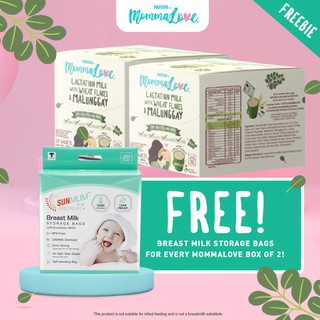 MOMMALOVE Choco and Vanilla Lactation Milk 28g x2 w/ Sunmum Premium Breastmilk Storage Bag