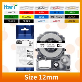 Label Maker Tape1pcs 12mm SS12KW 18mm SS18KW Label tapeCompatible Epson LabelWorks Tape Standard Black on White For Label Printer LW-300 18mm double sided tape packaging tape label maker pen organizer sticky school supplies label printer office supplies