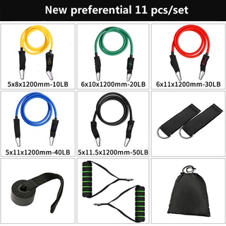 11 pcs Resistance Tube Bands Set Fitness Yoga Gym Pull Rope Exercise Home Training Expander Door (2)
