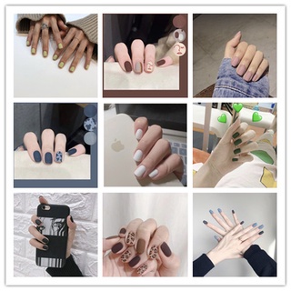 【Free Glue+GIft】24Pcs/Set Fake Nails Set With Glue Diy Fake Nails French Short Fake Nails Matte Beige Fake Nails