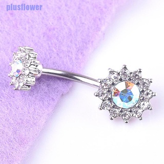 [PFPH] Flower Dangle Navel Belly Button Ring Barbell Crystal Body Jewelry Gift (7)
