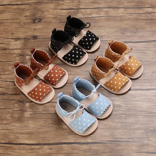 ┇Baby Girls Bow Polka Sandals Kids Soft Sole Anti-slip Shoes Infant Princess Sandals Toddler Casual