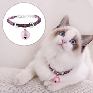 Japanese Style Pets Necklace Nylon Accessory Supply Cat Bell Collar w/ Extension Chain