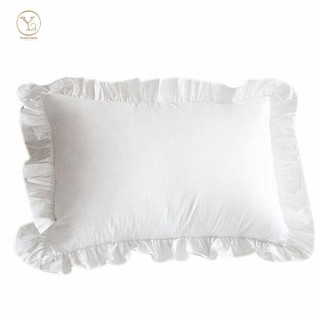 ┅△100% Cotton Ruffle Pillowcase Ruffled Pillow Cover White Pillow Case