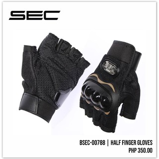 BSEC 00788 SEC Motorcycle Half Finger Gloves Black