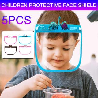 READY DTOCK 5PCS Cartoon Kids Face Shield Children Clear Anti-fog Mask Dustproof Protective Visor Full Face Hat Covering Mask Shield
