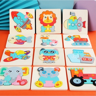 Baby Toys Wooden Educational Cognitive Training 3D Wooden Puzzle Cartoon Animals Kids Jigsaw Puzzle
