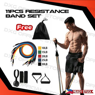 Ready stock 11 Pcs Resistance Bands Set for Physical Therapy Resistance Training Home Workouts Yoga-