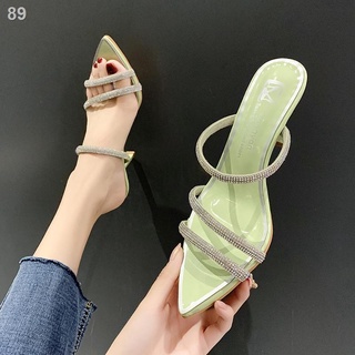 ❈Women Pointy Open Toe Sandals Rhinestone High Heels (1)