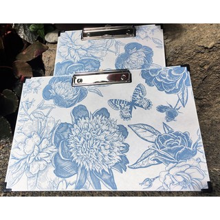(Positivity) Stylish Clipboard Blue Flowers with Edge Protectors