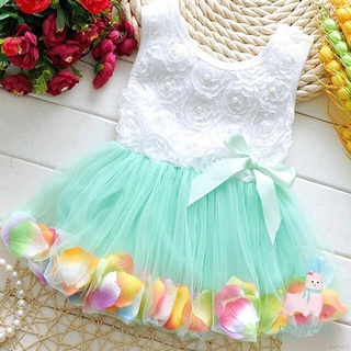 ℡Baby Girls Lace Dress Princess Tutu Bow Flower Dresses Kids Sleeveless Tutu Sundress