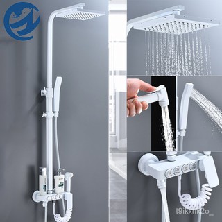 Wall Mount White Rain Shower Faucet Bathroom Shower Faucet Shower Bracket Bidet Faucet Rotable Spout