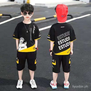 2021Boys' Short-Sleeved Suit Summer New Children's Clothing Middle and Big Boys Handsome Sports Korean Style Two-Piece Suit