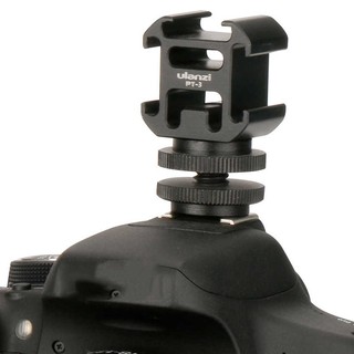 Ulanzi PT-3S Triple Cold Shoe Mount Hot Shoe Mount Adapter with Mount for DSLR Camera (5)