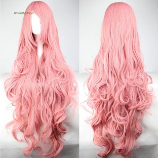 ♥BDF♥Pink Long Curly Wig Fluffy Hairpiece for Cosplay