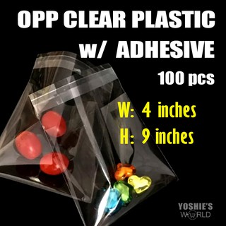 ADH 4 x 9 OPP CLEAR PLASTIC PACKAGING WITH ADHESIVE