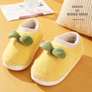 Cotton Slippers Female Winter Indoor Warm Couple Cute Cartoon Home Use
