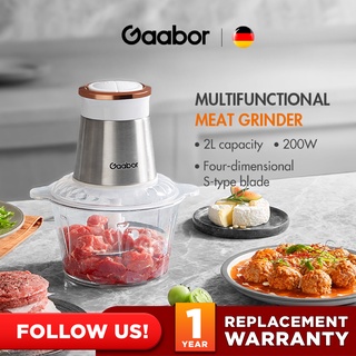 Gaabor Electric Meat Grinder, 2L Glass Bowl Food Processor Baby Food Blender