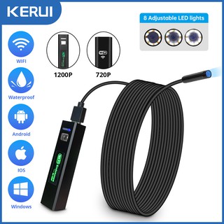 KERUI 1200P WIFI Endoscope IP67 Waterproof HD Wireless Inspection Snake Camera USB Borescope For