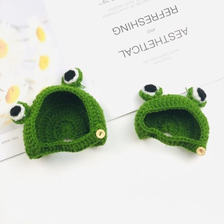 Cat headgear cartoon frog shape hand-knitted crochet cat and dog performance head accessories pet h (3)