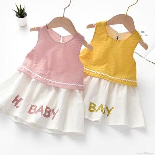Summer Baby Girls Letter Printed Sleeveless Dress Kids Toddler Pageant Cotton Sundress