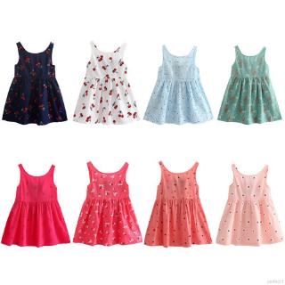 Baby Girls Dress Kids Sleeveless Floral Dresses Summer Children Girl Cotton Clothing