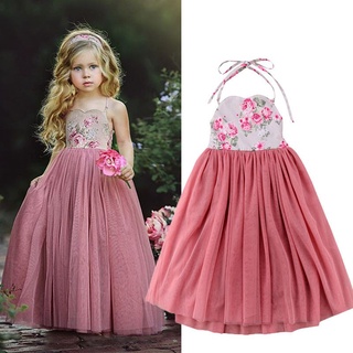 【Spot goods】✠✙ILF-Princess Kids Baby Flower Girls Dress Lace Tulle Floral