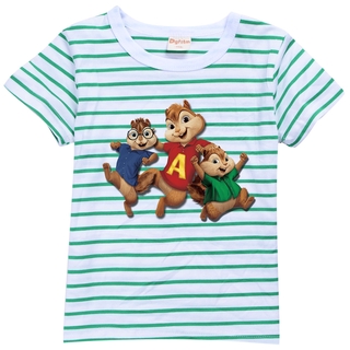 Kids Anime Cartoon Alvin and the Chipmunks Printed Short Sleeves T Shirt Boys Girls Round Neck Casual Top Children Basic Shirt