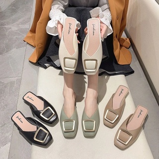 Women's one-step slippers--Baotou half slippers women s outer wear fashion net celebrity wild 2021 new spring and summer lazy shoes one pedal slippers women trend