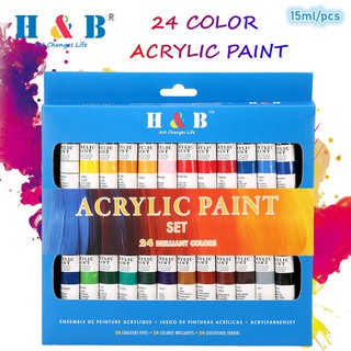 24 Colors Acrylic Paint Set Color Paint Drawing Painting Waterproof Art Supplies 12ml/pcs (1)
