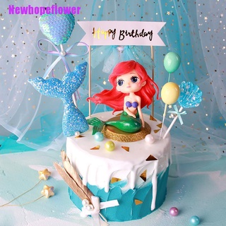[[NFPH]] Mermaid Cupcake Picks Happy Birthday Cake Toppers For Wedding Party Decor