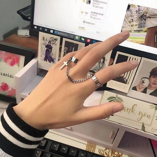 Vintage Cross Chain Adjustable Joint Ring Hip Hop Punk Finger Rings for Women Men Girl Dating Party Jewelry X