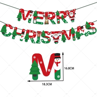 1set Merry Christmas Bunting Flag Banner Party Decoration Hanging Garland Christmas Decor 2021 Christmas Ornaments Santa Snowman Noel Flags Banner Christmas Decorations New Year 2021