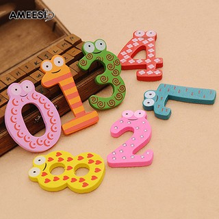 10Pcs Cute Wooden Fridge Magnet Number 0-9 Kids Colorful Toy Set